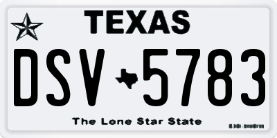 TX license plate DSV5783
