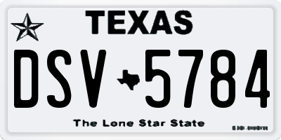 TX license plate DSV5784