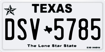 TX license plate DSV5785