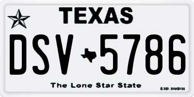 TX license plate DSV5786