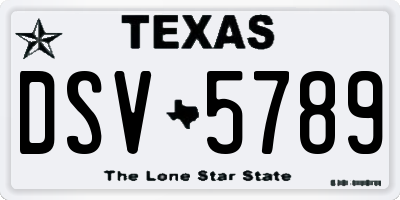 TX license plate DSV5789