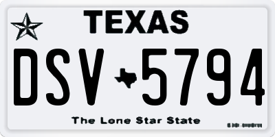 TX license plate DSV5794
