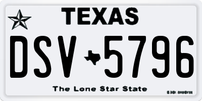TX license plate DSV5796