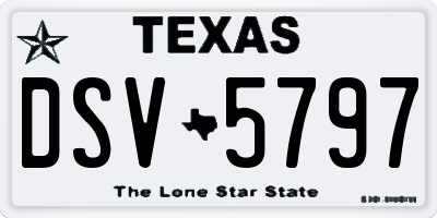 TX license plate DSV5797