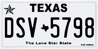 TX license plate DSV5798