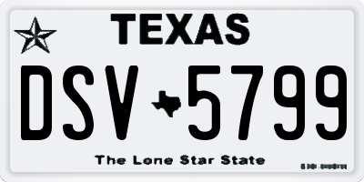 TX license plate DSV5799