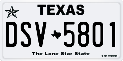 TX license plate DSV5801