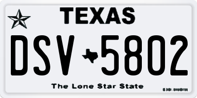 TX license plate DSV5802