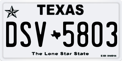 TX license plate DSV5803