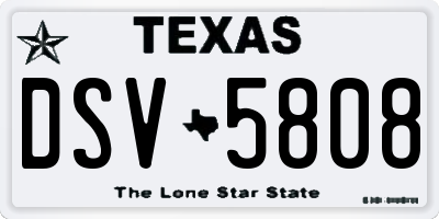 TX license plate DSV5808