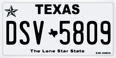 TX license plate DSV5809