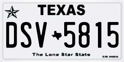 TX license plate DSV5815