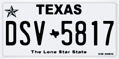 TX license plate DSV5817