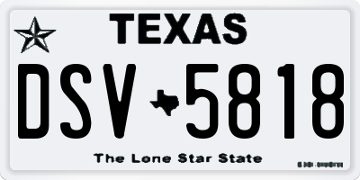 TX license plate DSV5818