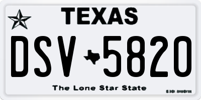 TX license plate DSV5820