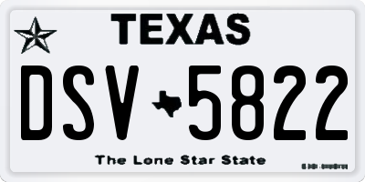 TX license plate DSV5822