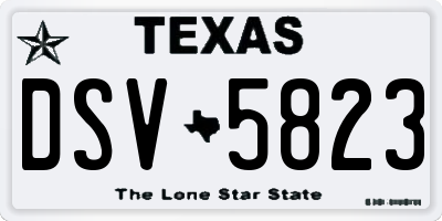 TX license plate DSV5823