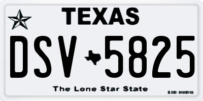 TX license plate DSV5825