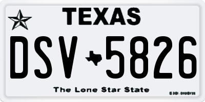 TX license plate DSV5826