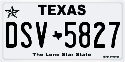 TX license plate DSV5827