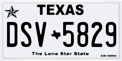 TX license plate DSV5829