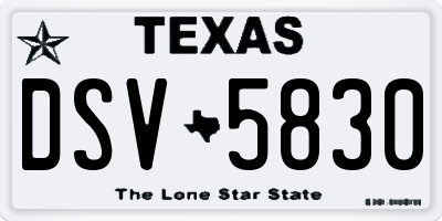 TX license plate DSV5830