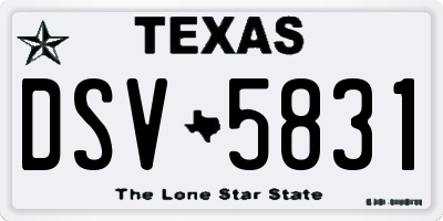 TX license plate DSV5831