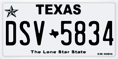 TX license plate DSV5834