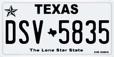 TX license plate DSV5835