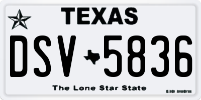 TX license plate DSV5836
