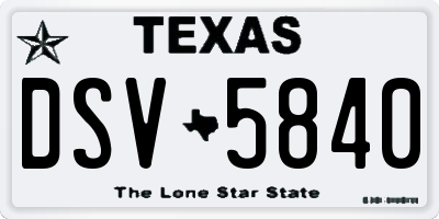TX license plate DSV5840