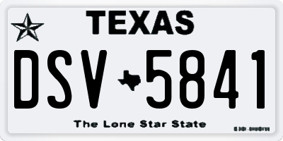 TX license plate DSV5841