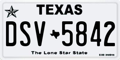 TX license plate DSV5842
