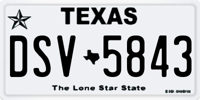 TX license plate DSV5843