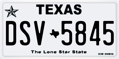 TX license plate DSV5845
