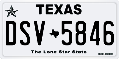TX license plate DSV5846