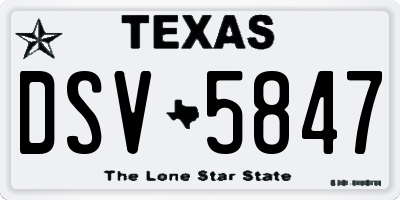 TX license plate DSV5847