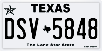 TX license plate DSV5848