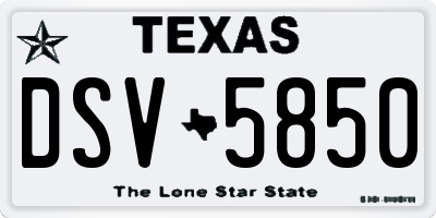 TX license plate DSV5850