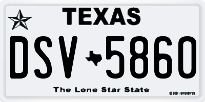 TX license plate DSV5860