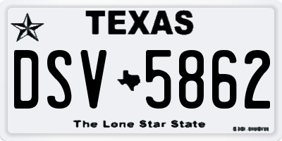 TX license plate DSV5862
