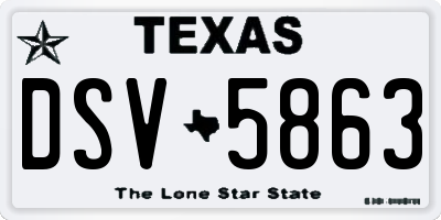 TX license plate DSV5863