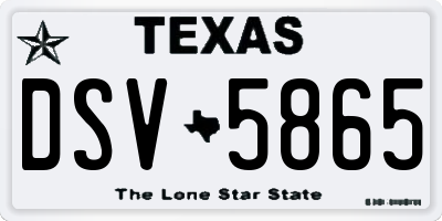 TX license plate DSV5865