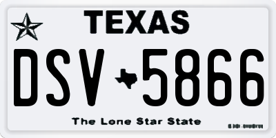 TX license plate DSV5866
