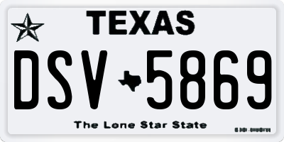 TX license plate DSV5869