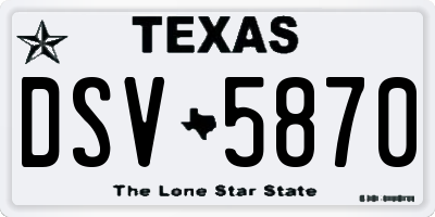 TX license plate DSV5870