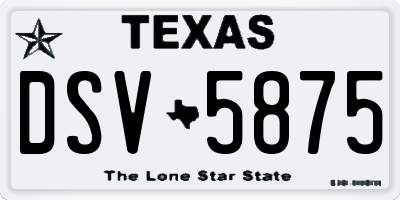 TX license plate DSV5875