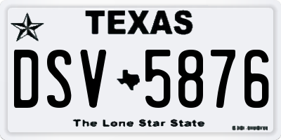 TX license plate DSV5876