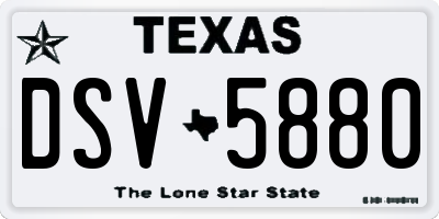 TX license plate DSV5880