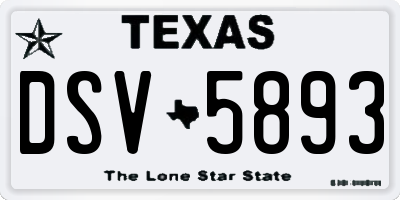 TX license plate DSV5893